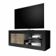 Meuble TV Style Vintage BASICO 1 Porte - Décor Chene Pero et Noir mat - L140 x H56 x P43 cm