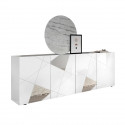 Buffet VICTORY - Décor blanc laqué brillant - 4 portes - L 241 x P 42  xH 84 cm