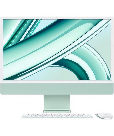 Apple - 24 - iMac Retina 4,5K (2023) - Puce Apple M3 - RAM 8Go - Stockage 256Go - GPU 10 coeurs - Vert