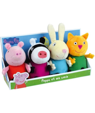 Jemini peppa pig coffret peluche +/- 17 cm : peppa et ses amis zoe zebre, rebecca lapin ou candy chat