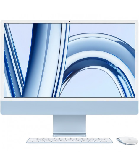 Apple - 24 - iMac Retina 4,5K (2023) - Puce Apple M3 - RAM 8Go - Stockage 256Go - GPU 10 coeurs - Bleu