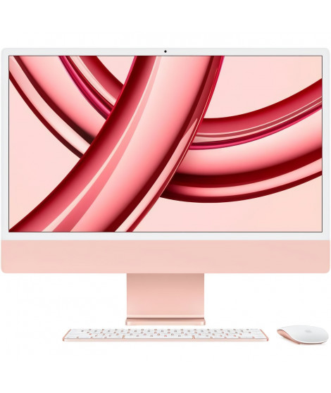 Apple - 24 - iMac Retina 4,5K (2023) - Puce Apple M3 - RAM 8Go - Stockage 256Go - GPU 10 coeurs - Rose