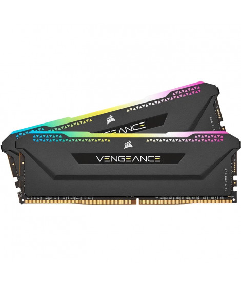 Mémoire RAM - CORSAIR - Vengeance RGB Pro SL DDR4 - 16GB 2x8GB DIMM - 3200 MHz  - 1.35V - Noir (CMH16GX4M2E3200C)