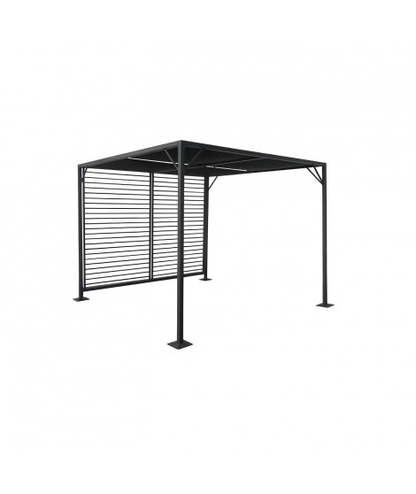 Pergola a toit coulissant avec une structure en aluminium et acier - 2,80 x 2,80 metres - Gris foncé