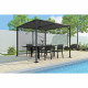 Pergola a toit coulissant avec une structure en aluminium et acier - 2,80 x 2,80 metres - Gris foncé