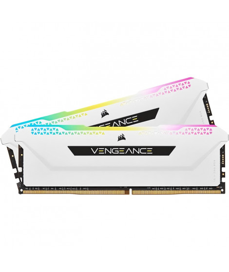 Mémoire RAM - CORSAIR - Vengeance RGB Pro SL DDR4 - 32GB 2x16GB DIMM - 3600 MHz  - 1.35V - Blanc (CMH32GX4M2D3600C)