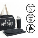 Sac a langer quotidien BABY ON BOARD SIMPLY BABYBAG - Noir - Grande Capacité - Matelas a langer - Porte Biberon Isotherme