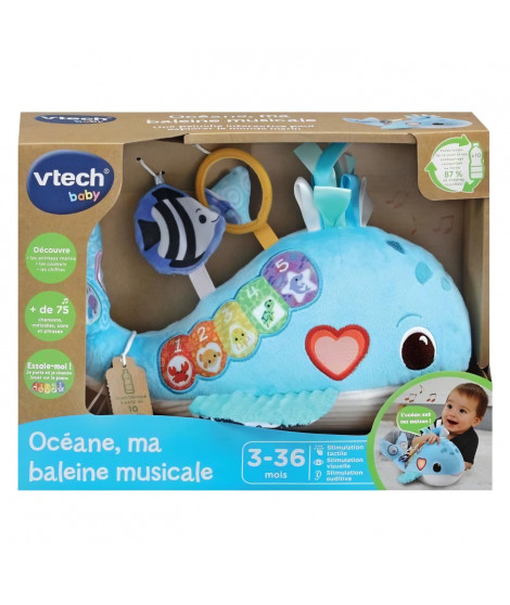 VTECH OCÉANE, MA BALEINE MUSICALE (BOUTEILLES PLASTIQUES RECYCLÉES)