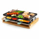 DOMO DO9246G - Appareil a raclette-grill Bamboo - 1200W - 3 niveaux - 8 personnes - Résistance acier inoxydable