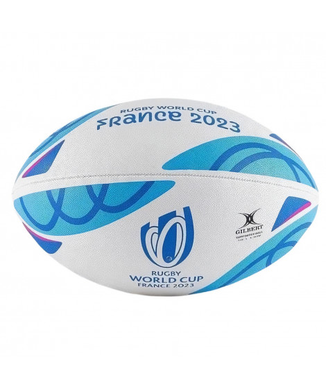 GILBERT Ballon de rugby taille 5, supporter FRANCE, Coupe du Monde de Rugby 2023, blanc/bleu
