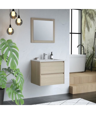 TIMBER, set de salle de bain 60, vanity+vasque+miroir