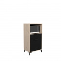 FACTORY Demi colonne 60 cm - 1 porte et 1 tiroir - L 60 x P 43 x H 118 cm - Chene et noir - EKIPA