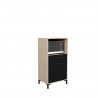 FACTORY Demi colonne 60 cm - 1 porte et 1 tiroir - L 60 x P 43 x H 118 cm - Chene et noir - EKIPA