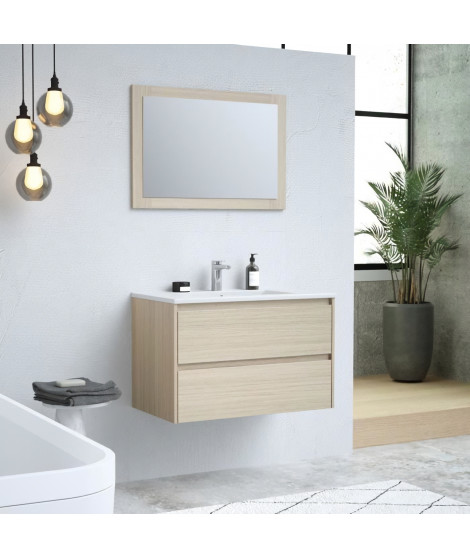 TIMBER, set de salle de bain 80, vanity+vasque+miroir