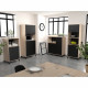 FACTORY Demi colonne 60 cm - 1 porte et 1 tiroir - L 60 x P 43 x H 118 cm - Chene et noir - EKIPA