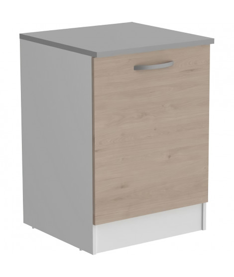 OSLO Meuble Bas 1 porte + plan - Décor Chene Jackson - L 60 x P 60 x H 86 cm