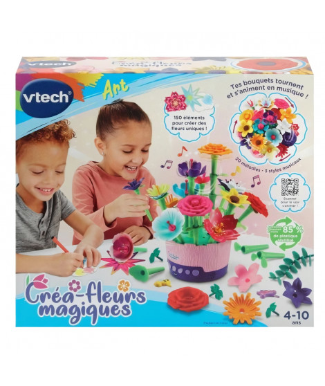 Kit créatif Vtech Créa-fleurs magiques - Bouquet animé en musique - Plastique réutilisé - Blanc