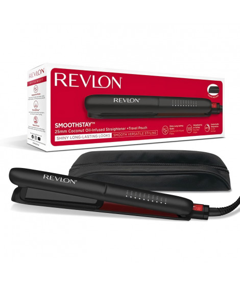 Lisseur Smoothstay REVLON RVST2211 - 25mm - infusé a l'huile de coco + pochette de voyage