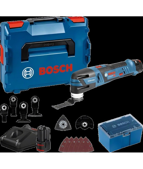 Découpeur-ponceur Bosch Professional GOP 12V-28 + 2 Batteries 3,0Ah + Accessoires + L-BOXX - 06018B5006