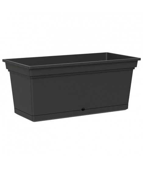 TERAPLAST Jardiniere plastique AQUA Anthracite - Rectangulaire - Largeur 98 cm - Soucoupe intégrée - 130L