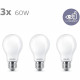 Philips, pack de 3 ampoules E27 LED 60W, blanc chaud