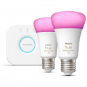 Philips Hue White and Color Ambiance, Kit de démarrage 2 ampoules E27, 75W, Bluetooth, fonctionne avec Alexa, Google et Homekit