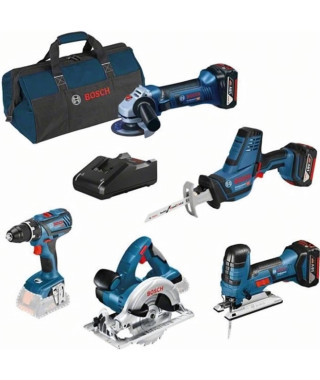 Combo Kits Bosch Professional KIT 5 OUTILS: GSR/GST/GWS/GKS/GSA + 3 batteries 4,0Ah + Sac - 0615990L59