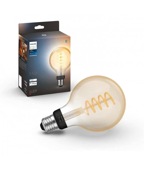 Philips Hue White Ambiance, ampoule LED connectée E27 Filament G93 Globe, Bluetooth, fonctionne avec Alexa, Google et Homekit