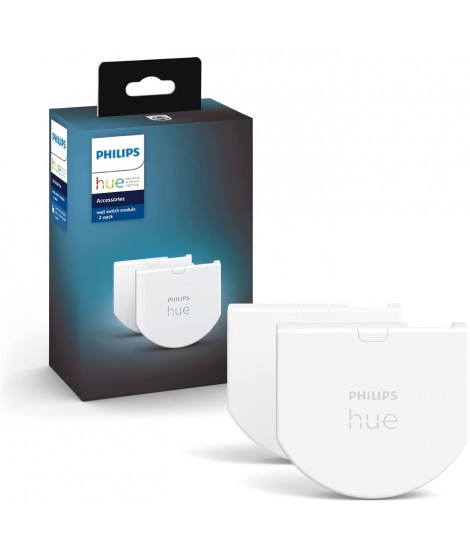 Philips Hue Module d'interrupteur mural, Pack de 2, Blanc, fonctionne avec Alexa, Google Assistant et Apple Homekit
