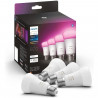 Philips Hue White & Color Ambiance, ampoule LED connectée E27, équivalent 60W, 800 lumen, Pack de 4, compatible Bluetooth