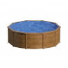 GRE - Kit Piscine hors sol acier ronde imitation bois - Pacific - Ø480 x 122 cm (Livrée avec une échelle et un filtre a sable)