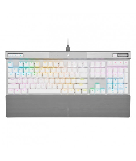 Clavier Gaming optique-mécanique - AZERTY - CORSAIR - K70 PRO OPX - Rétroéclairage LED RGB - Blanc (CH-910951A-FR)