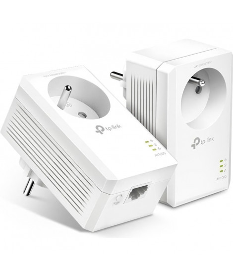 TP-Link TL-PA7017P KIT(FR) CPL 1000Mbps, Prise CPL avec 1 Port Gigabit et Prise Intégrée, Boitier CPL Kit de 2