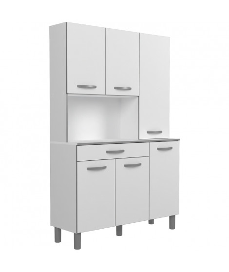 OSLO Buffet de 120 cm - 1 Tiroir et 6 Portes - L 120 x P 40 x H 185 cm - Coloris Blanc