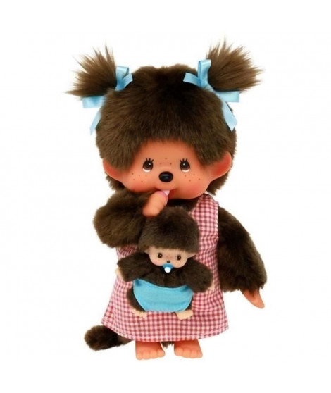 Peluche Monchhichi Maman & Bébé - 20 cm - BANDAI