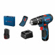 Perceuse-visseuse a percussion Bosch Professional GSB 12V-15 + 10 accessoires + 2 batteries 2,0Ah + Coffret - 06019B690J