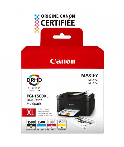 CANON Pack de 4 cartouches d'encre PGI-1500 XL grande capacité Noir/Cyan/Magenta/Jaune (PGI1500XL)