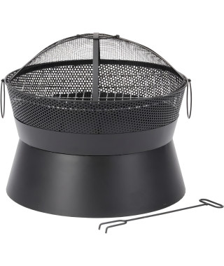 Brasero Leon en acier - Finition noire - Grille chromée - H42 x L51 x P51 cm