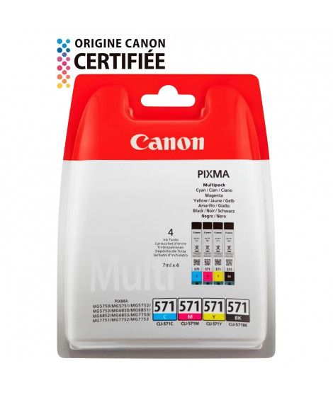 Pack de 4 cartouches d'encre - CANON - CLI-571 - Noir/Cyan/Magenta/Jaune
