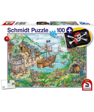 Dans la baie aux pirates - avec add on (drapeau pirate) - 100 pcs - SCHMIDT SPIELE