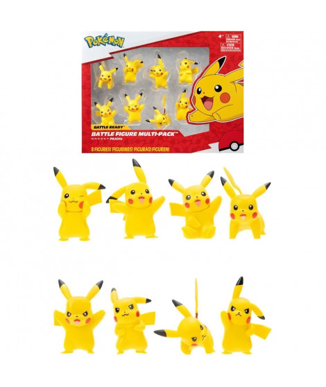 Bandai - Pokémon - 8 Figurines Battle - Pack de 8 Figurines Pikachu - JW2604