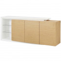 Buffet VIRGOS - Décor chene naturel et blanc - 3 portes + LED - Style contemporain - L 190 x P 45 x H 79 cm