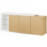 Buffet VIRGOS - Décor chene naturel et blanc - 3 portes + LED - Style contemporain - L 190 x P 45 x H 79 cm