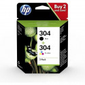HP 304 Pack de 2 cartouches d'encre noire et trois couleurs authentiques (3JB05AE) pour DeskJet 2620/2630/3720/3730, Envy 502…