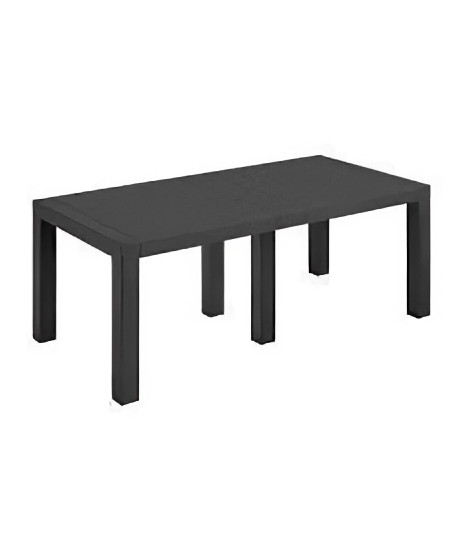 Table de jardin rectangulaire modulable 8 convives - ARETA - VULCANO - Noir - Contemporain