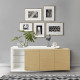 Buffet VIRGOS - Décor chene naturel et blanc - 3 portes + LED - Style contemporain - L 190 x P 45 x H 79 cm