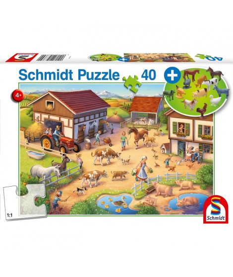 Une ferme joyeuse - avec add on (animaux) - 40 pcs - SCHMIDT SPIELE