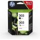 HP 303 Pack de 2 cartouches d'encre noire et trois couleurs authentiques (3YM92AE) pour Envy Photo 6220/6230/6232, Tango/TangoX
