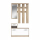 PEILI Vestiaire d'entrée avec miroir scandinave décor chene et blanc - L 97 cm