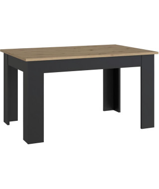 Table a manger PILVI - Style contemporain - Particules mélaminé - Décor Chene et noir - 4/6 personnes - L 140 x P 77 x H 90 cm